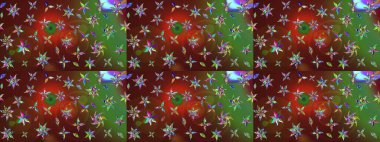 Küçük çiçekteki sevimli çiçek deseni. Raster illüstrasyonu. Kahverengi renkte yaz çiçekleri. Raster deseni.