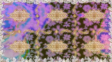 Tarafsız renklerdeki altın desenler ve altın elementler. Raster klasik barok çiçeksiz altın desenli. Lüks, kraliyet ve Viktorya dönemi konsepti. Süsleme.