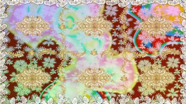 Kusursuz çiçek deseni. Duvar kâğıdı barok, İspanyol kumaşı. Tarafsız renklerde grafiksel modern kusursuz desen. Kusursuz raster arkaplanı.