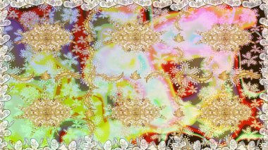 Barok tarzında kusursuz bir doğulu süsü. Tarafsız renklerde ve altın elementlerle geleneksel klasik altın raster deseni.