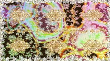 2019 Noel 'i, kar tanesi, yeni yıl. Tarafsız renklerde, altın elementlerle klasik, pürüzsüz desen.