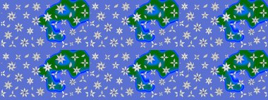 Küçük çiçekteki sevimli çiçek deseni. Bir sürü mavi soyut çiçekli tropikal eskiz deseni. Varicoloblue raster çizimi.