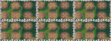 Raster. Yeşil renkli güzel çiçeklerle kusursuz desen, suluboya çiçek deseni, duvar kağıdı, kart ya da kumaş için fayanslı..