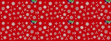 Hediye ambalaj kağıdı, tebrik kartları, posterler ve pankart tasarımı. Raster düz çiçek çizim deseni. Kırmızı renkte çiçekler.