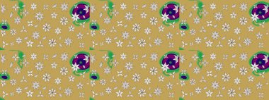 Sarı renkli Asya tekstili. Çiçek desenli çizim. Raster illüstrasyonu.