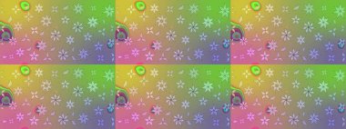 Renkli Bahar Teması eskiz kalıbı. Raster illüstrasyonu. Asya tekstil tarzında. Düz Çiçek Elementleri Tasarımı. Tarafsız renklerde çiçekler. Çiçek desenini çiz.