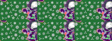 Küçük çiçekteki sevimli çiçek deseni. Yeşil renkte çiçekler.