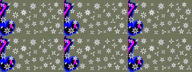 Parmak izi, kumaş, duvar kâğıdı, tekstil için raster dokusu. Nakış desenli çiçek deseni. Renkli grunge, yakut yeşil çiçeklerle soyut arkaplanı zenginleştirir.