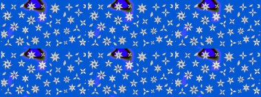 Arkaplan dokusu, duvar kağıdı, mavi renkli çiçek teması. Kabile sanatı boho baskısı, klasik çiçek arkaplanı. Soyut etnik raster çizim kalıbı.