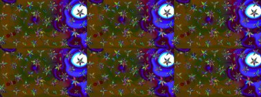 Düz Çiçek Elementleri Tasarımı. Renkli Bahar Teması eskiz kalıbı. Raster illüstrasyonu. Taslak desenli, modaya uygun kumaş deseni. Şirin çiçek elementleri..