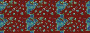 Raster güzel kumaş deseni çiziyor. Renkli Bahar Teması eskiz kalıbı. Çiçek deseni. Düz Çiçek Elementleri Tasarımı.