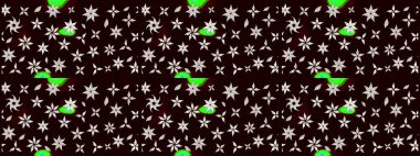 Küçük çiçekteki sevimli çiçek deseni. Siyah renkte çiçekler.