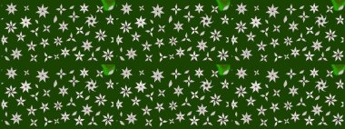 Raster illüstrasyonundaki çiçek desenli çizim. Yeşil renkte çiçekler.