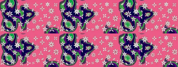 Pembe renkli çiçekler. Raster illüstrasyonunda çiçek deseni çizimi.