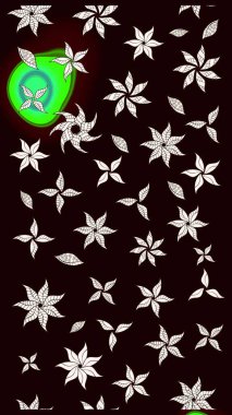 Siyah renklere karalamalar çizilmiş çiçek deseni. Raster illüstrasyonu.