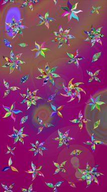 Renkli çizim kalıbı. Raster illüstrasyonu. Mor renkli şirin tekstil. Çiçek arkaplan. Çiçek duvar kağıdı.