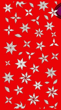 Üzerinde gelincikler ve vadi zambakları olan renkli çiçek desenli nakış deseni. Tekstil tasarımı için kırmızı renkte geleneksel Raster çiçek buketi.