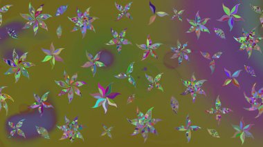 Parlak çiçekli kolaj çiçekleri kahverengi. Çiçek tasarımı için inanılmaz bir kolaj cenneti tarzı. Çiçekli zambaklar eskiz arka planı.