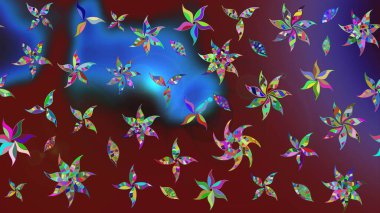 Düz Çiçek Elementleri Tasarımı. Şirin çiçek elementleri. Taslak desenli, modaya uygun kumaş deseni. Raster illüstrasyonu. Renkli Bahar Teması çizim şablonu.