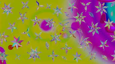 Üzerinde yeşil renkte karalamalar olan çiçek desenleri çiz. Raster illüstrasyonu.