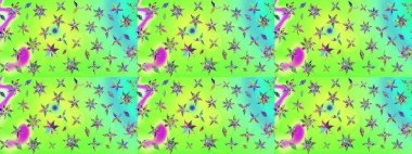 Çiçekli çizim şekli. Düz Çiçek Elementleri Tasarımı. Yeşil renkli çiçekler. Renkli Bahar Teması çizim şablonu.