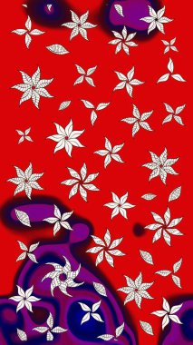 Raster düz çiçek çizim deseni. Hediye ambalaj kağıdı, tebrik kartları, posterler ve pankart tasarımı. Kırmızı renkte çiçekler.