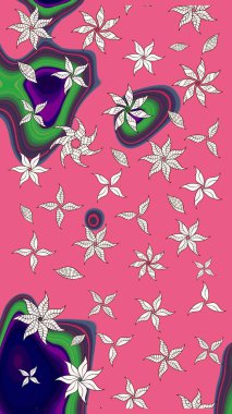 Raster illüstrasyonundaki çiçek desenli çizim. Pembe renkte çiçekler.