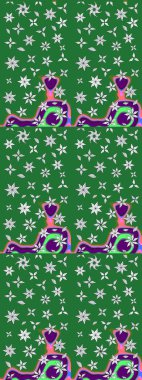 Güzel çiçek deseni. Yeşil renkli çiçekler. Renkli Bahar Teması eskiz kalıbı. Düz Çiçek Elementleri Tasarımı.