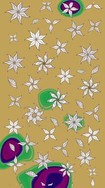 Renkli Yaz Temalı eskiz kalıbı. Düz Çiçek Elementleri Tasarımı. Güzel kumaş deseni. Yazdır. Raster çiçekli arka plan. Güzel çizim şekli..