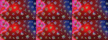 Klasik çiçek tasarımı elementleri. Kırmızı kıvırcık çiçekler kırmızı renklerde şekillenir. Raster illüstrasyonu.