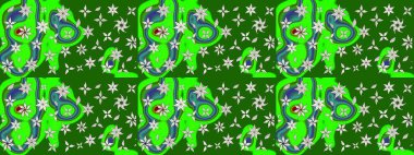 Raster güzel bir çiçek deseni çizmiş. Bahar mevsimi. Tatil havası. Nazik romantik baskı. Yeşil renkte çiçekler.