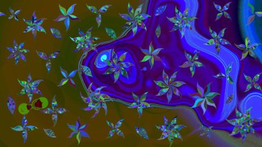 Düz Çiçek Elementleri Tasarımı. Çocuk stili. Renkli Bahar Teması eskiz kalıbı. Çiçekli çizim raster arkaplanı.