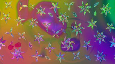 Nazik, narin çiçek arkaplanı. Yeşil renkli çiçekler. Raster çiçek desenli ve çiçekli..