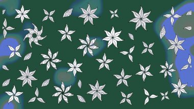 Çiçek desenli raster, yeşil çizgi grafik desenli soyut raster arkaplan. Modern stil dokusu.