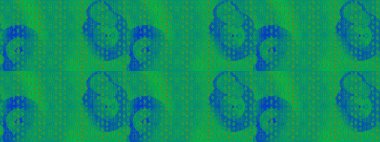 Düz Çiçek Elementleri Tasarımı. Renkli Bahar Teması eskiz kalıbı. Raster illüstrasyonu. Yeşil, mavi ve kahverengi renkte zarif çiçekli suluboya.