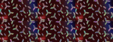 Kar taneleri arka planda. Kar tanesi süsleme deseni. Arkaplanda soyut kar taneleri olan düz tasarım. Kar taneleri deseni. Raster illüstrasyonu.