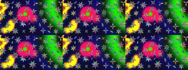 Şirin çiçek elementleri. Renkli Bahar Teması eskiz kalıbı. Raster illüstrasyonu. Düz Çiçek Elementleri Tasarımı. Çizim deseni Modaya uygun kumaş deseni.