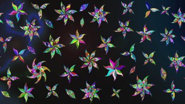 Raster illüstrasyonu. Tropik çiçek desenleri. Gri renkli çiçekler.