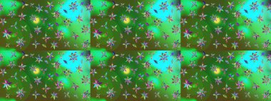 Raster suluboya çiçek deseni, narin çiçekler, yeşil çiçekler, tebrik kartı şablonu. Raster Güzel kumaş deseni.