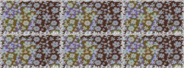 Kusursuz çiçek deseni. Kahverengi ve gri renkli Asya tekstili. Raster illüstrasyonu.