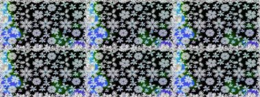 Raster suluboya çiçek deseni, narin çiçekler, siyah ve gri çiçekler, tebrik kartı şablonu. Raster Güzel kumaş deseni.