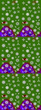 Renkli Bahar Teması eskiz kalıbı. Raster. Düz Çiçek Elementleri Tasarımı.