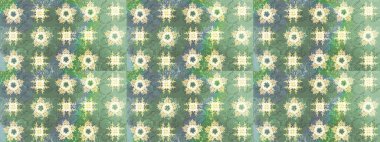 Raster illüstrasyonundaki çiçek desenli çizim. Düz Çiçek Elementleri Tasarımı. Renkli Bahar Teması eskiz kalıbı. Süslü kumaş deseni.