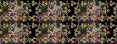 Çiçekler. Soyut etnik raster çizim kalıbı. Vadinin çiçekleri siyah renklerde.