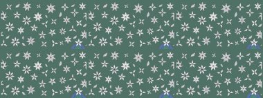 Sevimli çiçek raster deseni. Yeşil renkli çiçekler. Renkli Bahar Teması eskiz kalıbı. Düz Çiçek Elementleri Tasarımı.