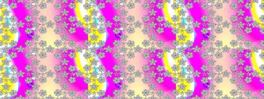 Raster - stok. Eskiz arkaplan modeli. Yapraklı çiçekler ve kır çiçekli papatya çiçekleri, mor ve nötr renkler.