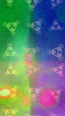 Raster illüstrasyonu. Yuvarlak raster kar tanesi. Renkli arka planda izole tatlı kar taneleri. Güzel kar tanesi. Soyut kış altın süsü.