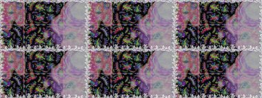 Gri ve nötr renkte çiçekler. Raster illüstrasyonu. Çiçeksiz desenli arka plan, vuruşlar, sıçramalar, yaz çiçekleri..