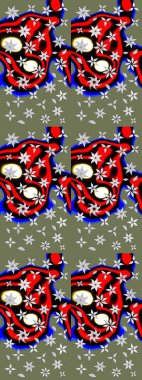 Yeşil renkli etnik çiçeklerle süslenmiş zarif bir eskiz şekli. Raster Çiçek İllüstrasyonu güzel tekstil..