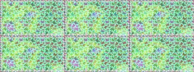 Yeşil ve mavi arka planda kelebek deseni var. Raster illüstrasyonu. Kumaş, kağıt, ambalaj kağıdı ve duvar kağıdı tasarımı için sevimli bir arkaplan.